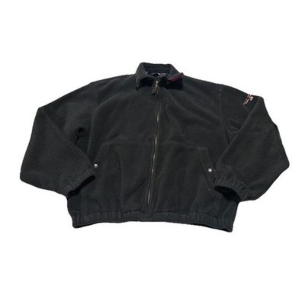 Vintage Polo Sport Malden Mills Black Thick Fleece Full Zip Sweater Jacket Large